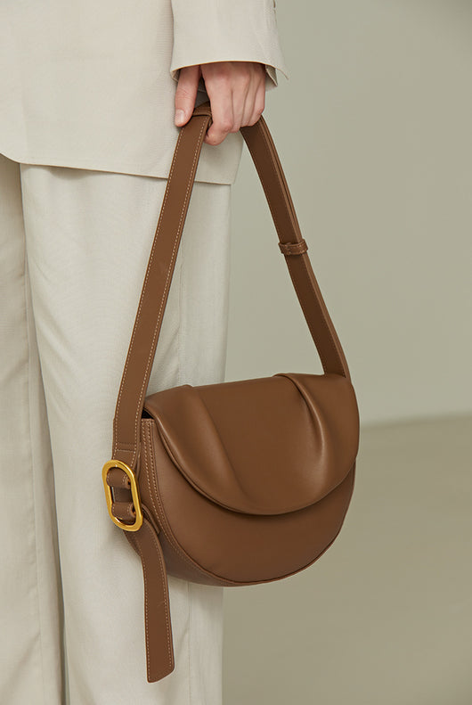 Bolso Bandolera de Cuero Vacuno con Pliegues - Image 14