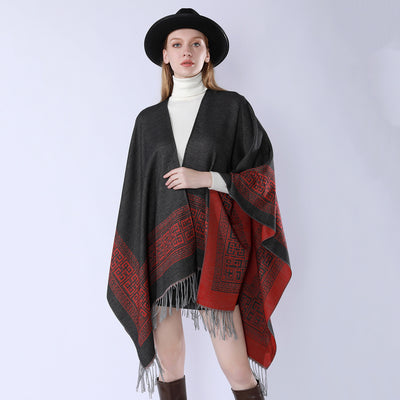 Poncho Cuadros Elegante para Viajes Invierno - Abrigo Cálido y Sofisticado - Image 61
