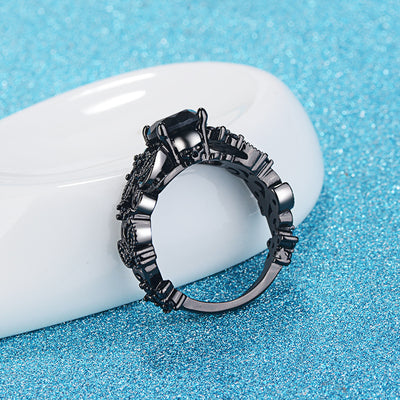 Anillo Punk Chapado en Oro Negro con Circón Negro Incrustado - Image 15