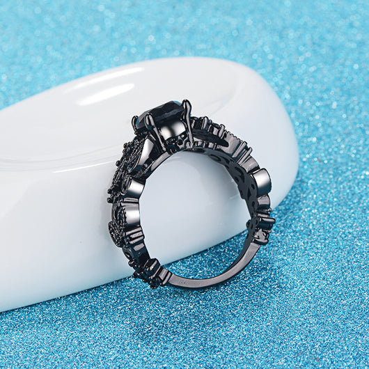 Anillo Punk Chapado en Oro Negro con Circón Negro Incrustado - Image 15
