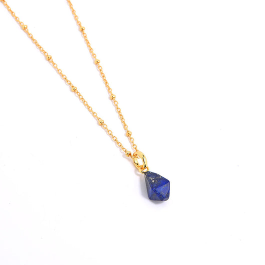 Collar Geométrico Ágata Azul Oro Natural con Ojo de Tigre 3D - Image 46