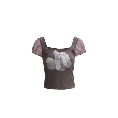 Blusa Cuadrada Y2g Hot Girl con Cuello Camisero y Estampado de Conejo - Image 23