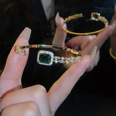 Pulsera Esmeralda Abierta de Lujo Ligero y Temperamento Sofisticado - Image 12