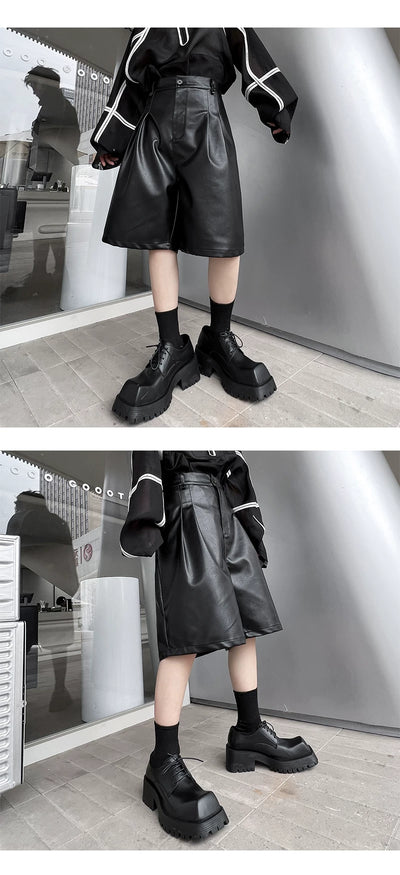 Pantalones Casuales de Piel Sintética con Corte Relajado para Hombre - Image 11