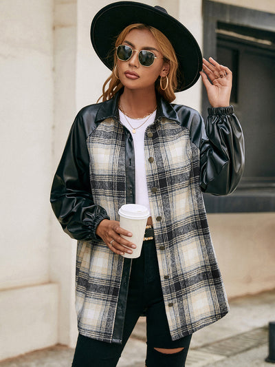 Chaqueta Casual de Cuadros con Paneles Sueltos y Bolsillos Dobles - Image 15