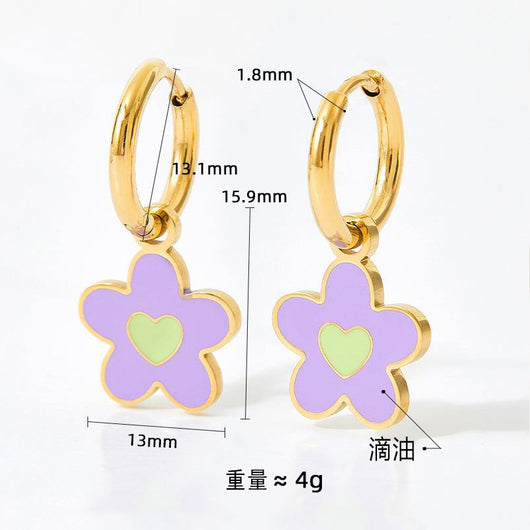 Conjunto de Collar y Aretes de Aleación con Diseño Colorido y Efecto Óleo - Image 13