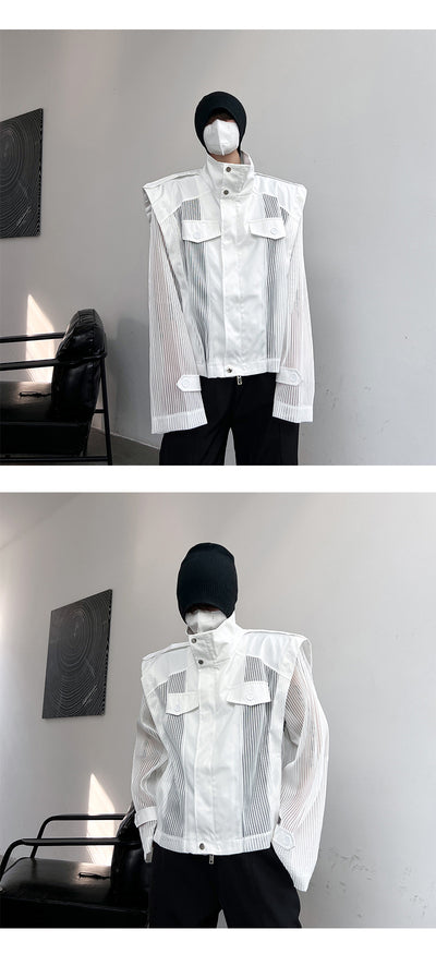 Blusa Suelta de Gasa con Cuello Alto Protección Solar - Image 24
