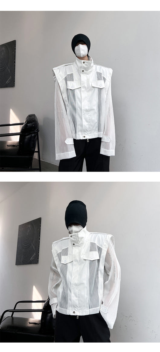 Blusa Suelta de Gasa con Cuello Alto Protección Solar - Image 24