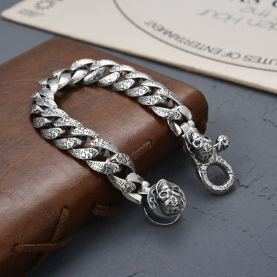 Pulsera de Calavera Retro en Plata Esterlina S925 para Hombre - Image 13