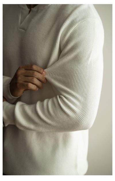Suéter Henley Casual de Cuello V y Manga Larga para Hombre - Image 43