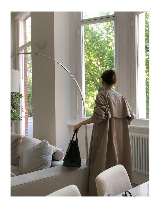 Abrigo Trench Largo Elegante con Cuello de Pie y Corte Slim - Image 18
