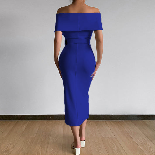 Falda Elegante con Hombro Descubierto y Abertura Lateral - Image 34