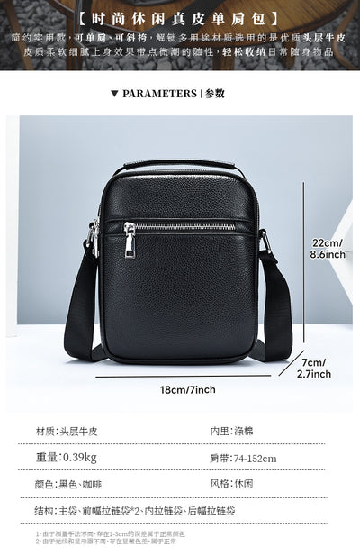 Bolso Bandolera de Cuero Genuino Primera Capa para Hombre - Image 19