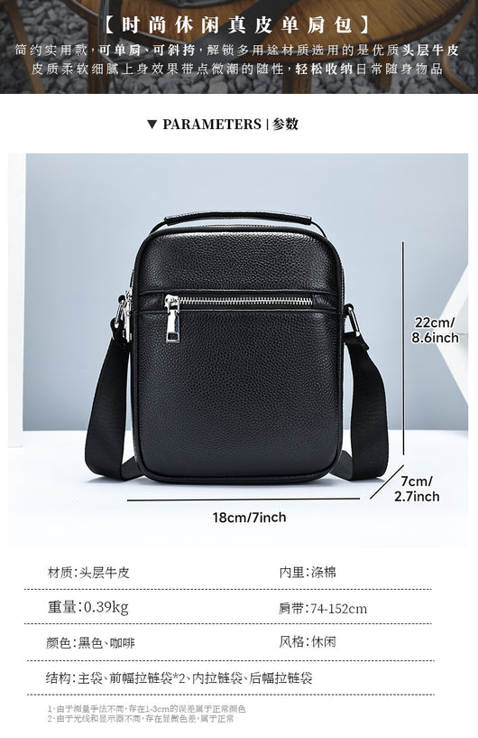 Bolso Bandolera de Cuero Genuino Primera Capa para Hombre - Image 19