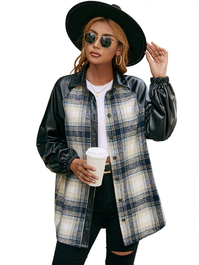 Chaqueta Casual de Cuadros con Paneles Sueltos y Bolsillos Dobles - Image 20