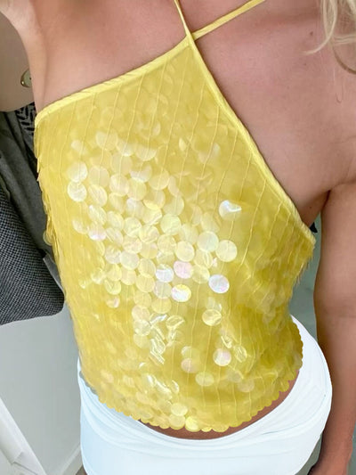 Top Halter Dorado con Lentejuelas para Mujer - Image 13