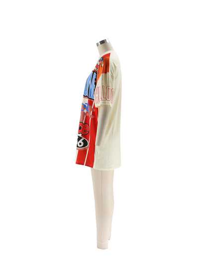 Polera Cuello Redondo Oversized Letras Multicolor Estilo Urbano - Image 22
