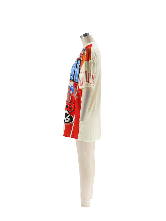 Polera Cuello Redondo Oversized Letras Multicolor Estilo Urbano - Image 22