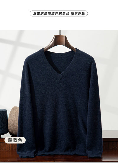 Suéter Minimalista Cuello en V para Hombre - Image 23
