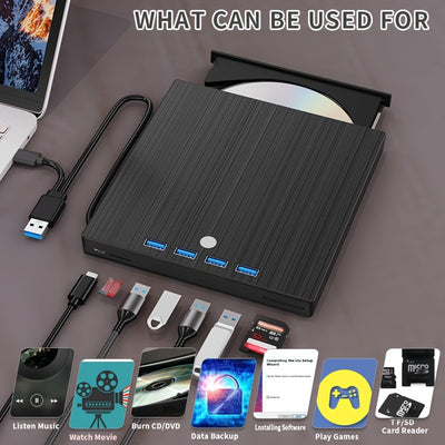 Grabadora DVD Externa USB-C Multifunción - Unidad Óptica Portátil - Image 11
