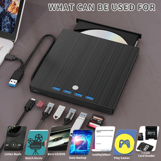 Grabadora DVD Externa USB-C Multifunción - Unidad Óptica Portátil - Image 11