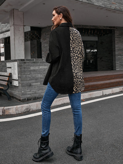 Blusa Suelta Estampado Leopardo Manga Larga Bicolor para Mujer - Image 17