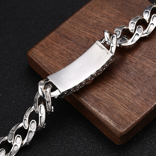 Pulsera de Plata S925 Estilo Hip Hop con Diseño de Vid Eterna y Nariz de Cerdo Personalizable para Hombre - Image 18