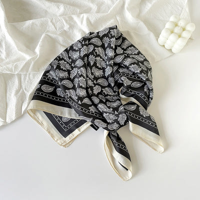 Pañuelo de Seda Estampado Paisley Negro - Cinturón Decorativo y Banda para Cabello - Image 30