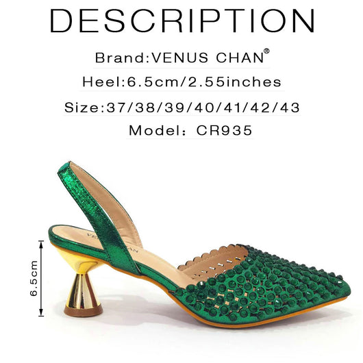 Bolso de Piedra Colorida con Zapatos de Tacón Medio y Punta Afilada para Mujer - Image 25