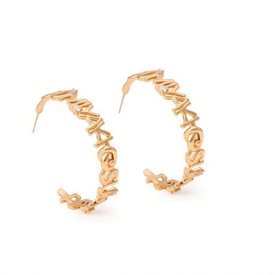 Aretes de Letras Metálicas Personalizadas Estilo Ins - Pendientes C - Image 9