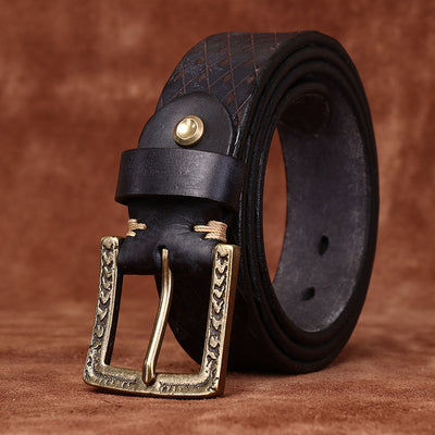 Cinturón de Cuero para Hombre con Hebilla Diamantada Tallada - Image 22