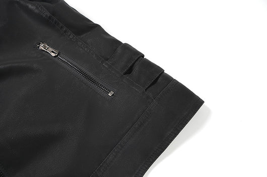Chaqueta de Cuero PU con Cuello Mao para Hombre - Image 16
