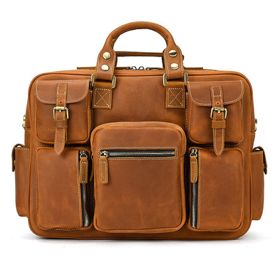 Bolsa Mensajera de Cuero Genuino Estilo Retro con Gran Capacidad para Hombre - Image 34