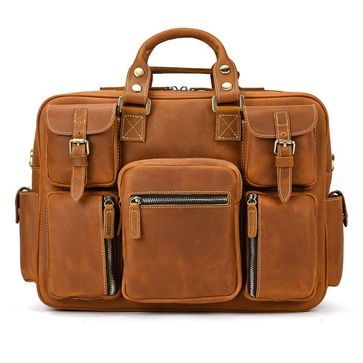 Bolsa Mensajera de Cuero Genuino Estilo Retro con Gran Capacidad para Hombre - Image 34