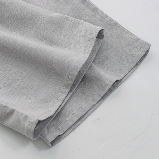 Pantalón Ancho de Lino y Algodón con Cintura Elástica - Image 37