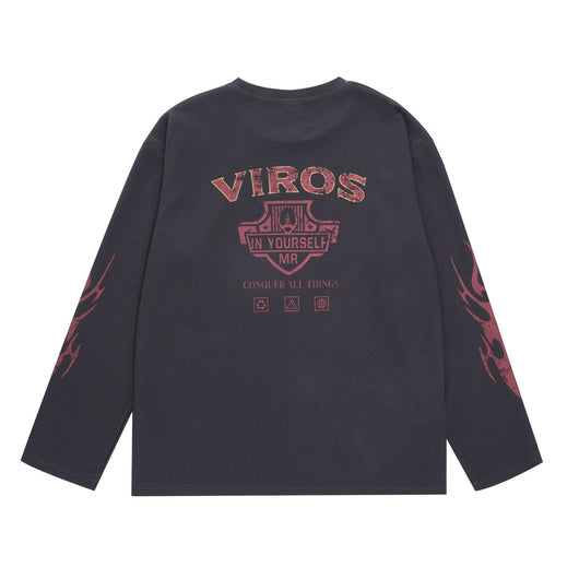 Camiseta Holgada de Manga Larga Vintage Americana - Básico Versátil - Image 17