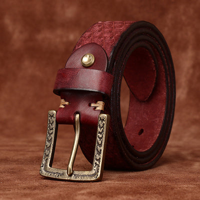 Cinturón de Cuero para Hombre con Hebilla Diamantada Tallada - Image 34