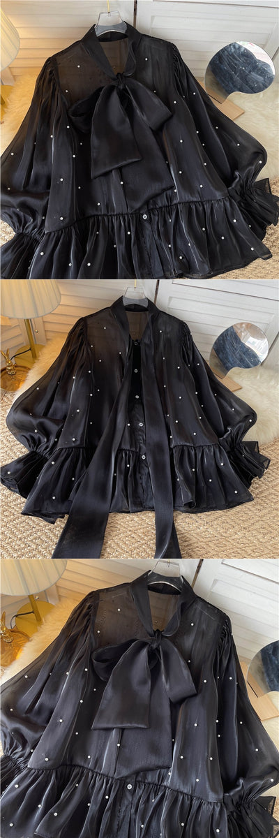 Blusa Elegante con Mangas Acampanadas y Detalle de Moño en Perlas - Image 13