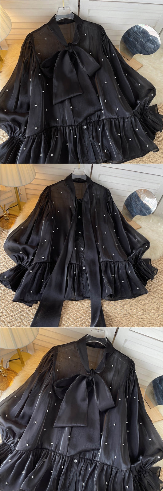 Blusa Elegante con Mangas Acampanadas y Detalle de Moño en Perlas - Image 13