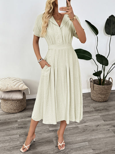 Vestido Camisero Ajustado con Bolsillos - Falda Entallada para Oficina - Image 13