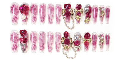 Uñas Postizas Adhesivas con Diseño Lazo Chino - Image 10