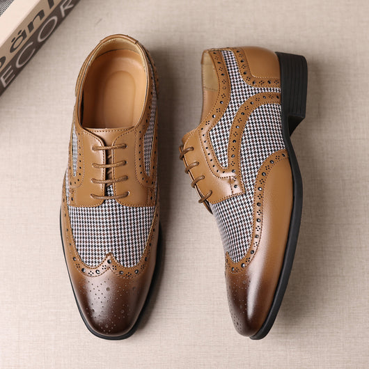 Zapatos Casuales de Cuero con Patrón Pata de Gallo para Hombre - Image 12