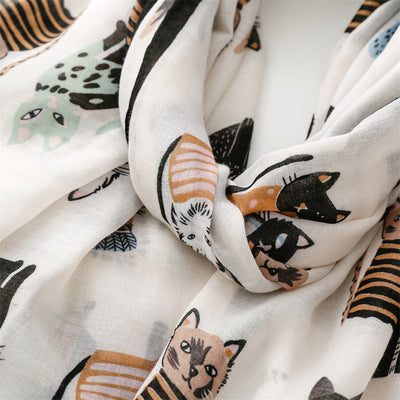 Pañuelo de Seda Estampado Paraíso Gatitos Adorables - Image 44
