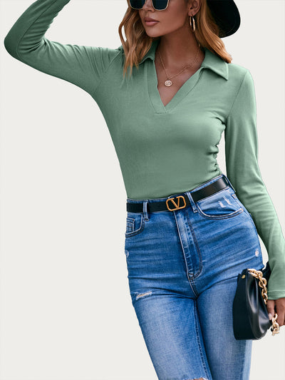 Blusa Slim Cuello V Manga Larga Kenji - Prenda Base Essencial - Image 15