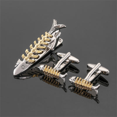 Broche de Corbata Cuadrado Cepillado en Oro, Plata y Negro - Image 60
