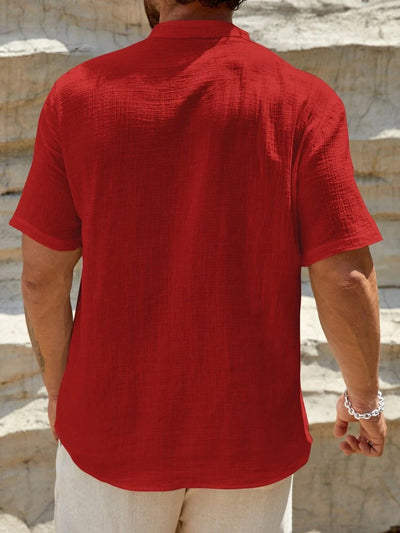 Camisa Casual de Manga Corta con Cuello Parado - Transpirable y Versátil - Image 43
