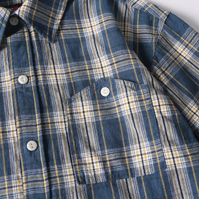 Camisa Retro Japonesa a Cuadros Lavada - Manga Corta Verano - Image 8