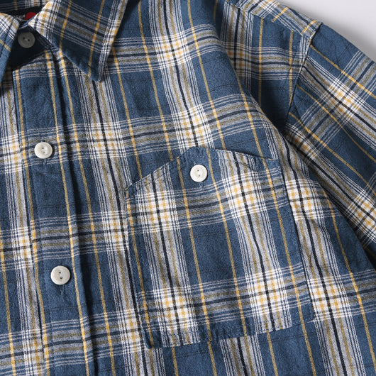 Camisa Retro Japonesa a Cuadros Lavada - Manga Corta Verano - Image 8