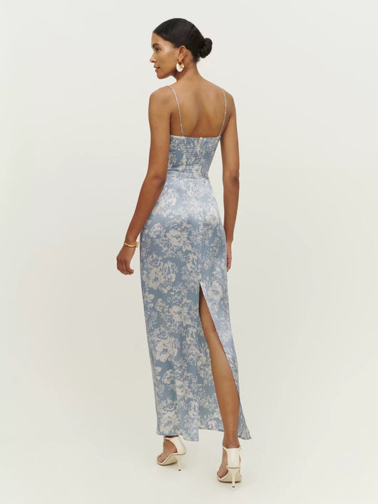 Vestido de Vacaciones en Satén Floral Lavado a la Seda - Image 8