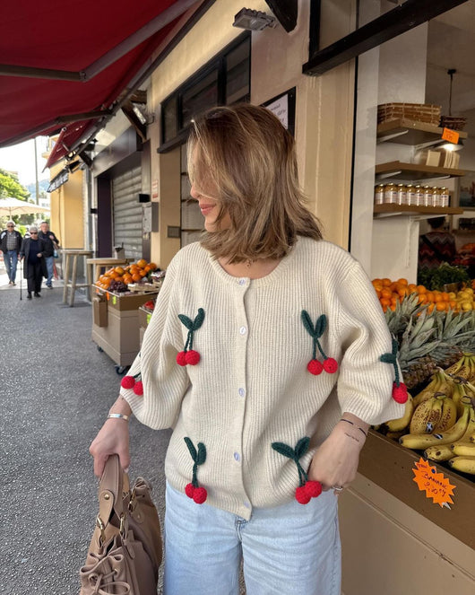 Cardigan Tejido Floral 3D Cuello Redondo Manga Corta - Image 9